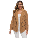 Women Sherpa Jacket Autumn and Winter Women's Clothing Lapel Double Breasted Loose Lamb Plush Coat