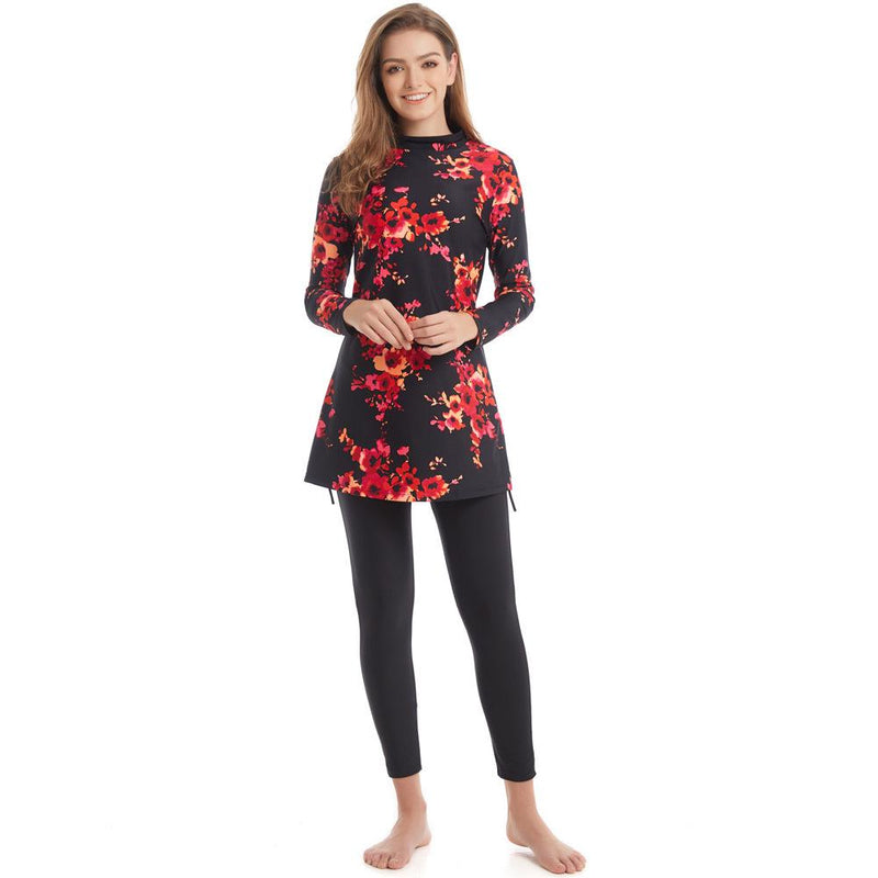 Burkini Swimwear Muslim Fashion Outfits Printing Ladies Conservative Beach Swimsuit