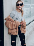 Women Sherpa Jacket Fall Winter Coat Long Sleeve Stand Collar Pocket Loose Plush Coat for Women