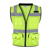 Men Safety Vests with Pockets for Outdoor Work-Supply Reflective Traffic Warning Multi-Functional Protective Clothing