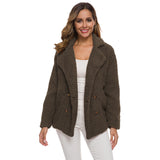 Women Sherpa Jacket Autumn and Winter Women's Clothing Lapel Double Breasted Loose Lamb Plush Coat