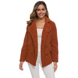 Women Sherpa Jacket Autumn and Winter Women's Clothing Lapel Double Breasted Loose Lamb Plush Coat