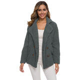 Women Sherpa Jacket Autumn and Winter Women's Clothing Lapel Double Breasted Loose Lamb Plush Coat