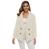 Women Sherpa Jacket Autumn and Winter Women's Clothing Lapel Double Breasted Loose Lamb Plush Coat