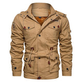 Men Fit Bomber Jacket Windbreaker Moto Street Coat Winter Casual plus Size Hooded Men's Jacket plus Velvet Thick Mid-Length Coat