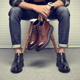 Indo Western Shoes Dr. Martens Boots Men's Casual British High-Top Shoes Brogue Middle Top Boots Leather Shoes