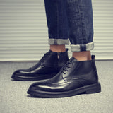 Indo Western Shoes Dr. Martens Boots Men's Casual British High-Top Shoes Brogue Middle Top Boots Leather Shoes