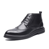 Indo Western Shoes Dr. Martens Boots Men's Casual British High-Top Shoes Brogue Middle Top Boots Leather Shoes