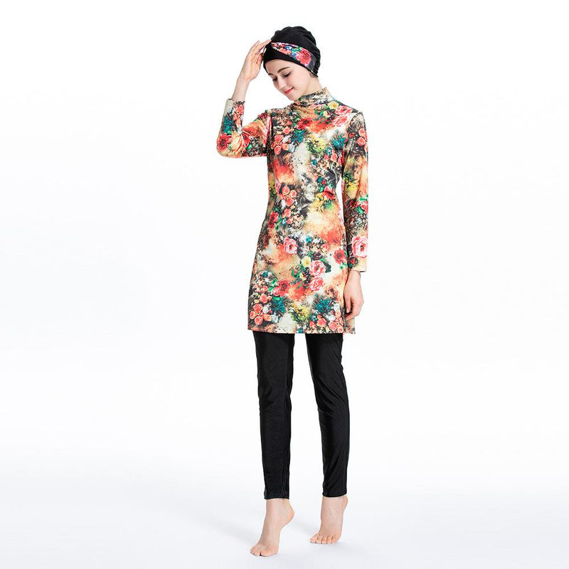 Burkini Muslim Swimwear Printed Three-Piece Set Swimsuit Beachwear Suit