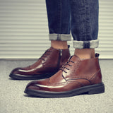 Indo Western Shoes Dr. Martens Boots Men's Casual British High-Top Shoes Brogue Middle Top Boots Leather Shoes