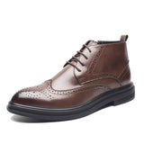 Indo Western Shoes Dr. Martens Boots Men's Casual British High-Top Shoes Brogue Middle Top Boots Leather Shoes
