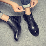 Indo Western Shoes Dr. Martens Boots Men's Casual British High-Top Shoes Brogue Middle Top Boots Leather Shoes
