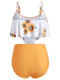 Women Plus Size Swimwear Tankinis Sexy Ruffles High Waist Slimming Two-Piece Swimsuits Women