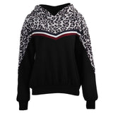 Women Sherpa Jacket Stitching Leopard Print Long Sleeve Hooded Sweater Women Autumn Winter Coat