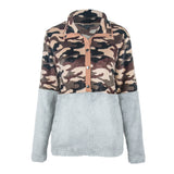 Women Sherpa Jacket Fall/Winter 2020 Camouflage Stitching Hoodie Short Plush Top Women