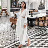 Fairy Dress Holiday White Patchwork Waist-Slimming Large Swing Dress Backless Fairy Dress
