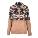 Women Sherpa Jacket Fall/Winter 2020 Camouflage Stitching Hoodie Short Plush Top Women