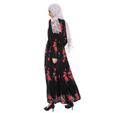 Muslim Women Stylish Kashibo Abaya Muslim Ladies Long Gown Islamic Clothing Jilbab Jalabiya Fashion Rose Print Robe Dress