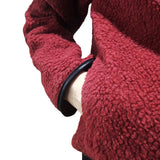 Women Sherpa Jacket Fall/Winter Fleece Shirt Women's PU Leather Decorative Fur Furry Coat