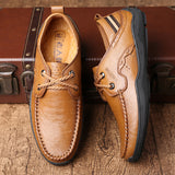 Loafers for Men Vintage Head Leather Shoes Men's Lace up Genuine Leather Shoes