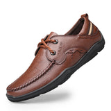 Loafers for Men Vintage Head Leather Shoes Men's Lace up Genuine Leather Shoes