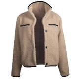Women Sherpa Jacket Fall/Winter Fleece Shirt Women's PU Leather Decorative Fur Furry Coat