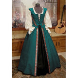 Vintage Empire Waist Dress Renaissance Style Square Collar Two-Piece Dress