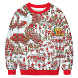 Ugly Christmas Sweater Digital Women's Printed Wear round Neck Long Sleeve Sweater