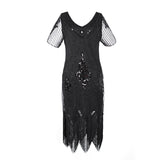 The Great Gatsby Dresses Embroidered Beaded Sequin Dress Dress V-neck Short Sleeve Dress