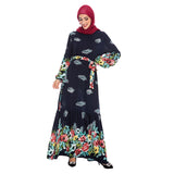 Muslim Women Stylish Kashibo Abaya Muslim Ladies Long Gown Islamic Clothing Jilbab Jalabiya Wide Hem Loose Printed Dress