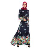 Muslim Women Stylish Kashibo Abaya Muslim Ladies Long Gown Islamic Clothing Jilbab Jalabiya Wide Hem Loose Printed Dress