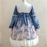 Gothic Lolita Harajuku Style Clothing Long Sleeve High Waist Op Dress Princess Dress