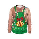 Ugly Christmas Sweater Festival Spoof Sexy Navel Hair 3D Digital Printed round Neck Pullover Couple Sweater