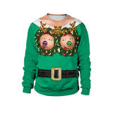 Ugly Christmas Sweater Festival Spoof Sexy Navel Hair 3D Digital Printed round Neck Pullover Couple Sweater