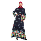 Muslim Women Stylish Kashibo Abaya Muslim Ladies Long Gown Islamic Clothing Jilbab Jalabiya Wide Hem Loose Printed Dress