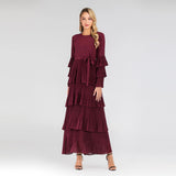 Muslim Women Stylish Kashibo Abaya Muslim Ladies Long Gown Islamic Clothing Jilbab Jalabiya Fashion Round Neck Maxi Dress
