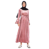 Muslim Women Stylish Kashibo Abaya Muslim Ladies Long Gown Islamic Clothing Jilbab Jalabiya Fashion Flared Sleeves Thickened Pleuche Casual Dress