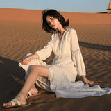 Fairy Dress Fairy Retro V-neck Dress French A- line Skirt Holiday Beach Dress