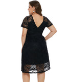 Women Plus Size Midi Dresses Sexy Lace Stitching Mid-Length Dress