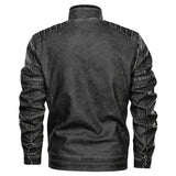Men Fit Bomber Jacket Windbreaker Moto Street Coat Autumn Winter Retro Leather Coat Loose Large Size Leather Jacket