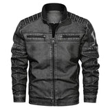 Men Fit Bomber Jacket Windbreaker Moto Street Coat Autumn Winter Retro Leather Coat Men's Stand Collar Jacket Loose Large Size Leather Jacket