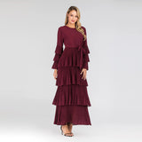 Muslim Women Stylish Kashibo Abaya Muslim Ladies Long Gown Islamic Clothing Jilbab Jalabiya Fashion Round Neck Maxi Dress