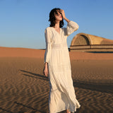 Fairy Dress Fairy Retro V-neck Dress French A- line Skirt Holiday Beach Dress