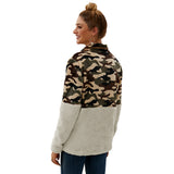 Women Sherpa Jacket Fall/Winter 2020 Camouflage Stitching Hoodie Short Plush Top Women