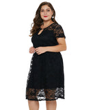 Women Plus Size Midi Dresses Sexy Lace Stitching Mid-Length Dress