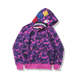Shark Print Hoodie Autumn and Winter Shark Mouth Men and Women Casual Camouflage Thin Sweater Baggy Coat