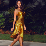 Nina Parker Dresses Sexy Fashion Satin Camisole Gown Solid Color Elegant Dress