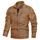 Men Fit Bomber Jacket Windbreaker Moto Street Coat Autumn Winter Retro Leather Coat Loose Large Size Leather Jacket