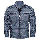 Men Fit Bomber Jacket Windbreaker Moto Street Coat Autumn Winter Retro Leather Coat Loose Large Size Leather Jacket