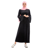 Muslim Women Stylish Kashibo Abaya Muslim Ladies Long Gown Islamic Clothing Jilbab Jalabiya Fashion Flared Sleeves Thickened Pleuche Casual Dress